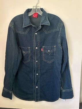 Levi's Type 1 Mens Western Snap Jeans Denim Shirt/ Dark Wash~L